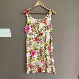 Puanani Sleeveless Floral Summer Dress‎ Brown Small